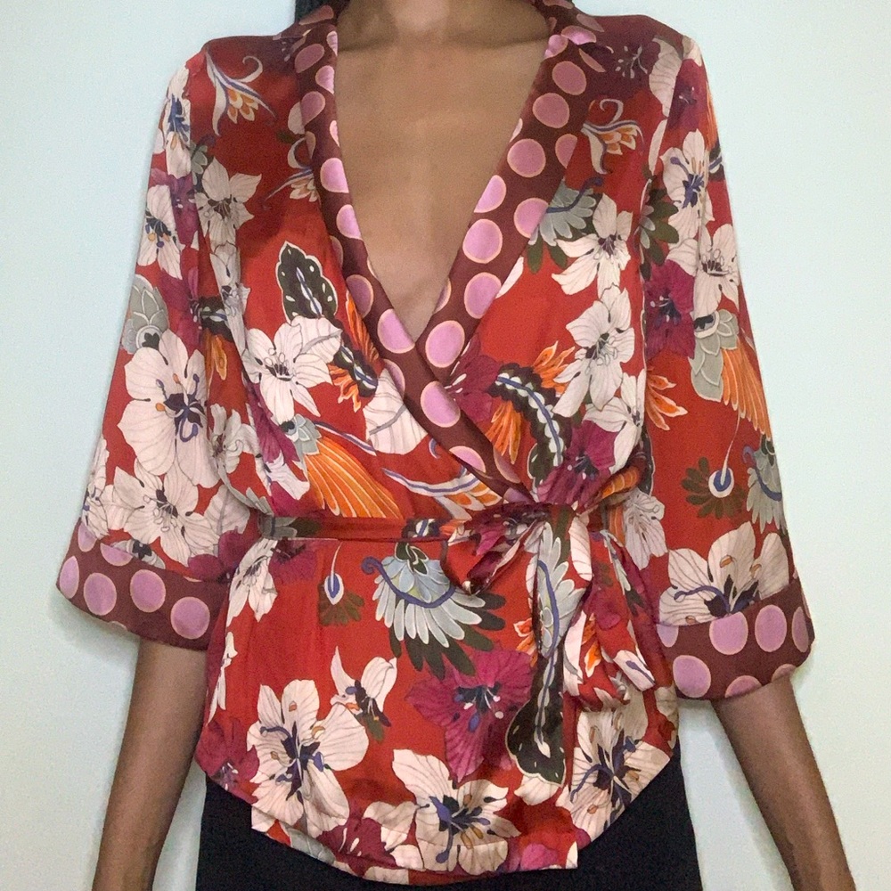 Zara Satin Wrap Blazer